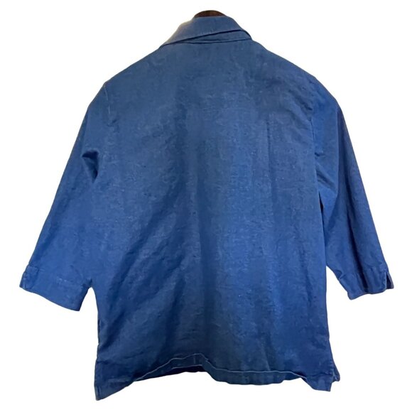 Alison Daley Womens Denim Shirt Size 14 Floral Embroidered Button Up 3/4 Sleeve - Picture 2 of 7